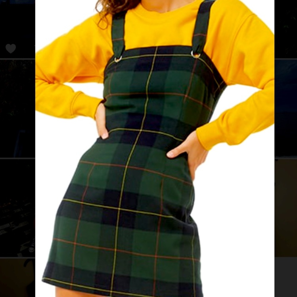 Plaid dark green fall/autumn short dress
